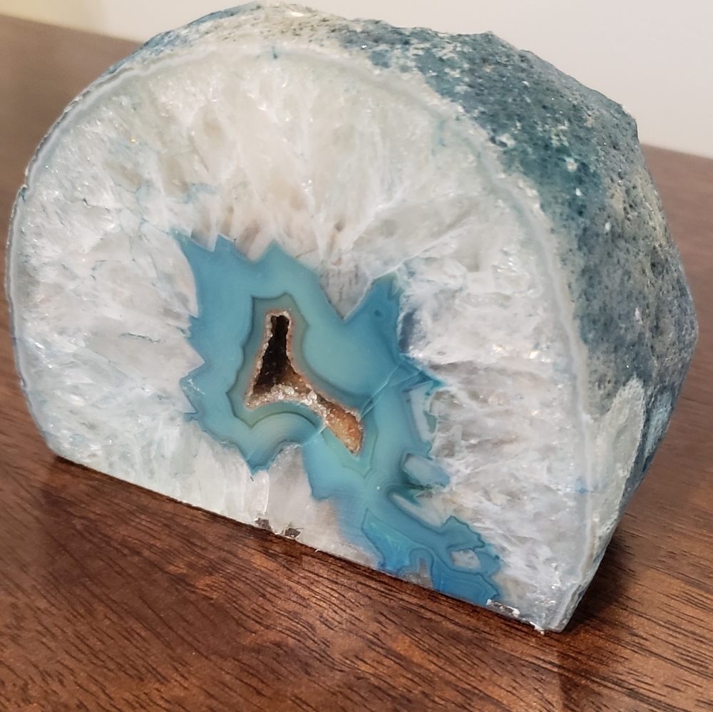 Blue Geode Bookend/Candle Holder Made in Brazil - Picture 2 of 8